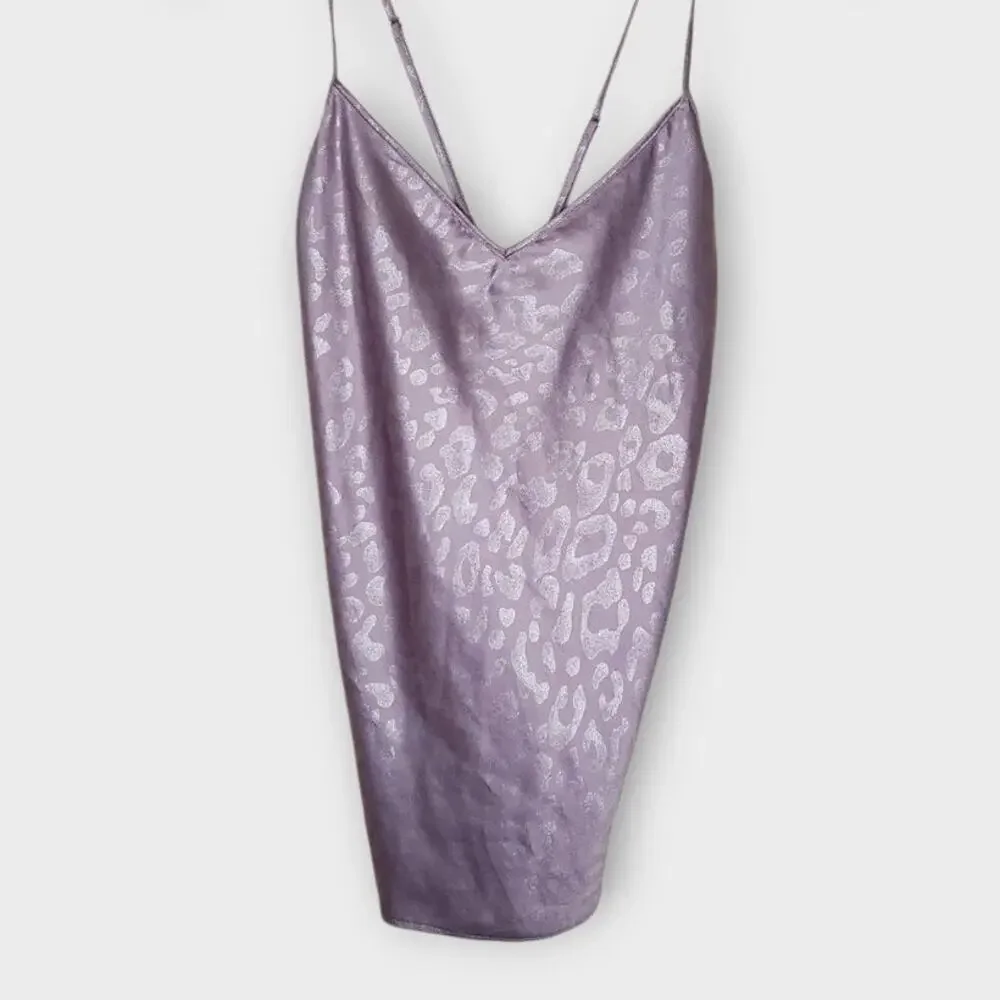 Victoria’s Secret Womens Purple Satin Leopard Cami XS Y2K Slip Strappy Back - Picture 2 of 7
